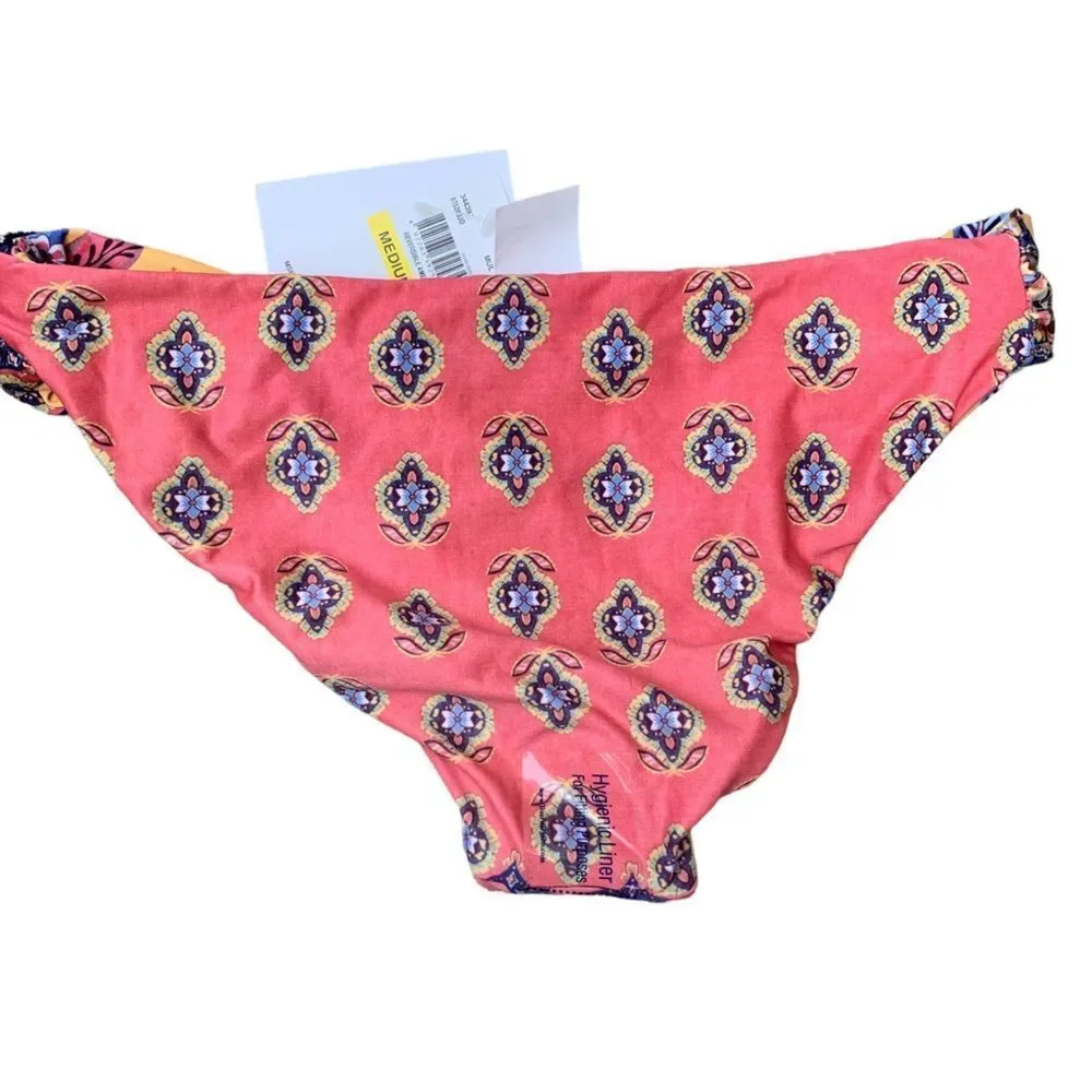 New Becca Boho by Rebecca Virture Reversible Bikini Bottom Swimwear size Medium